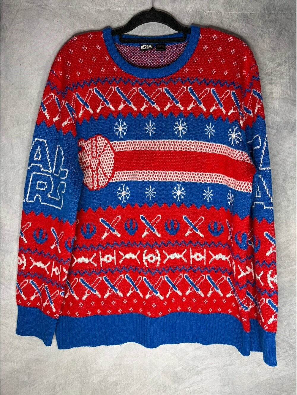 Star Wars Ugly Christmas Sweater XL Red Blue Lightsaber Darth Vader Holiday